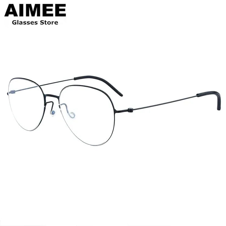 Aimee Women's Full Rim Flat Top Oval Screwless Titanium Eyeglasses 15512