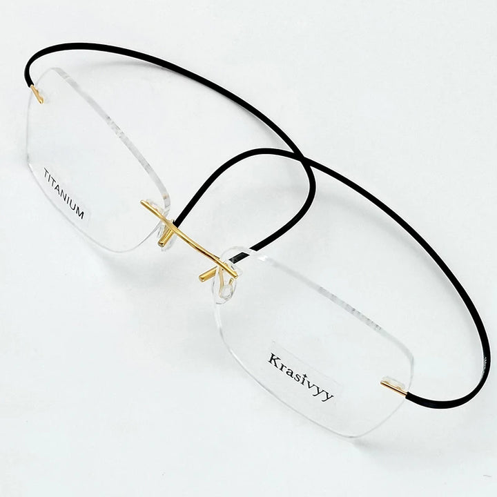 Krasivyy Unisex Rimless Oval Titanium Eyeglasses 1615 Rimless Krasivyy