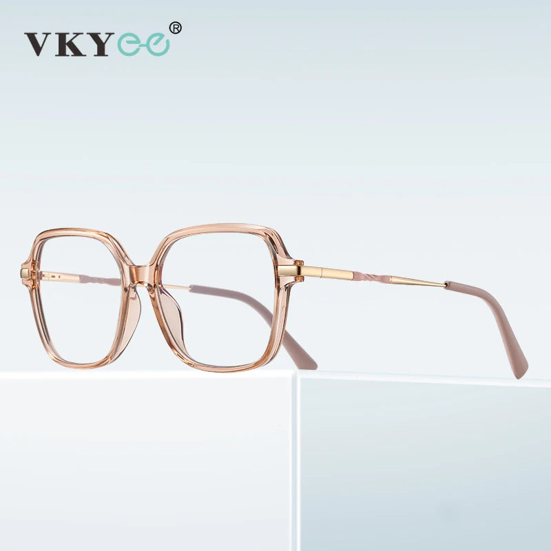 Vicky Women's Full Rim Large Polygon Tr 90 Alloy Reading Glasses 2211 Reading Glasses Vicky