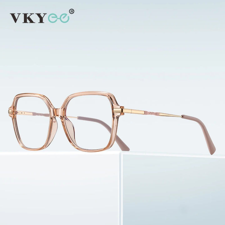 Vicky Women's Full Rim Large Polygon Tr 90 Alloy Reading Glasses 2211 Reading Glasses Vicky