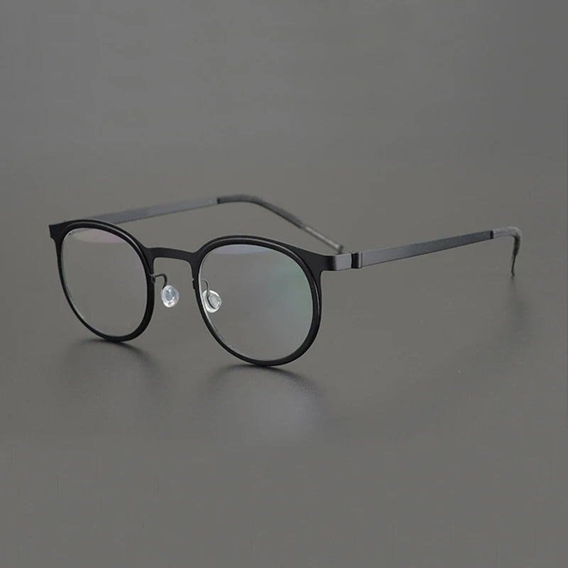 Black Mask Women's Full Rim Round Acetate Titanium Eyeglasses 199704