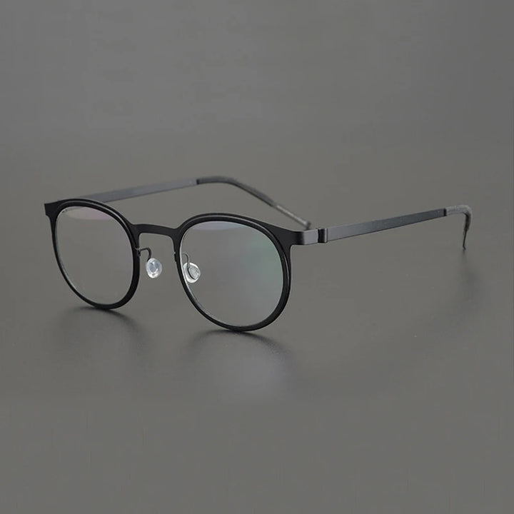 Black Mask Women's Full Rim Round Acetate Titanium Eyeglasses 199704