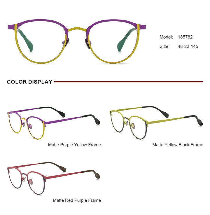 Nobler Unisex Full Rim Oval Cat Eye Titanium Eyeglasses 185782 Full Rim Nobler