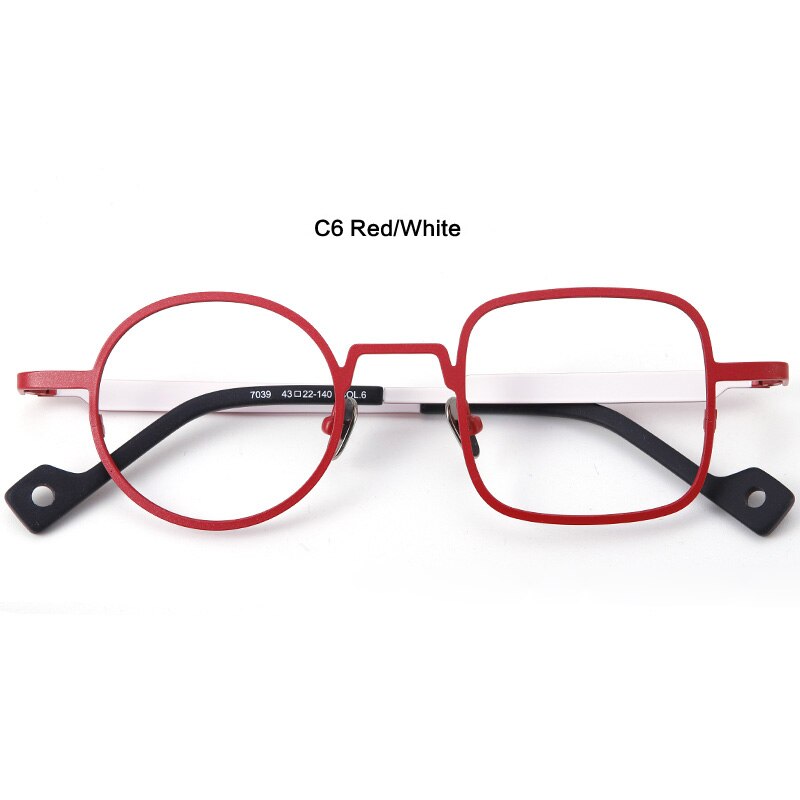 Muzz Unisex Asymetrical Square Round Titanium Eyeglasses T7039n Full Rim Muzz C6