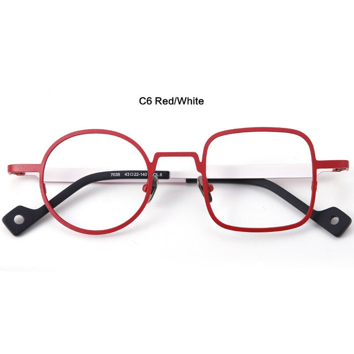 Muzz Unisex Asymetrical Square Round Titanium Eyeglasses T7039n Full Rim Muzz C6