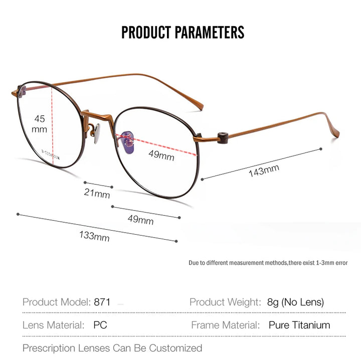 Muzz Women's Full Rim Oval Square Titanium Eyeglasses 316212