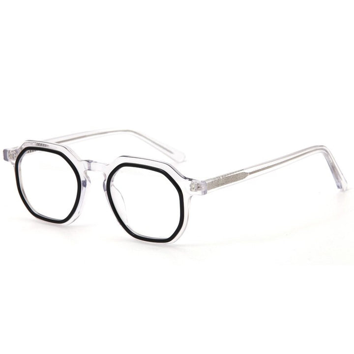 Muzz Unisex Full Rim Flat Top Round Acetate Eyeglasses 015 Full Rim Muzz C2