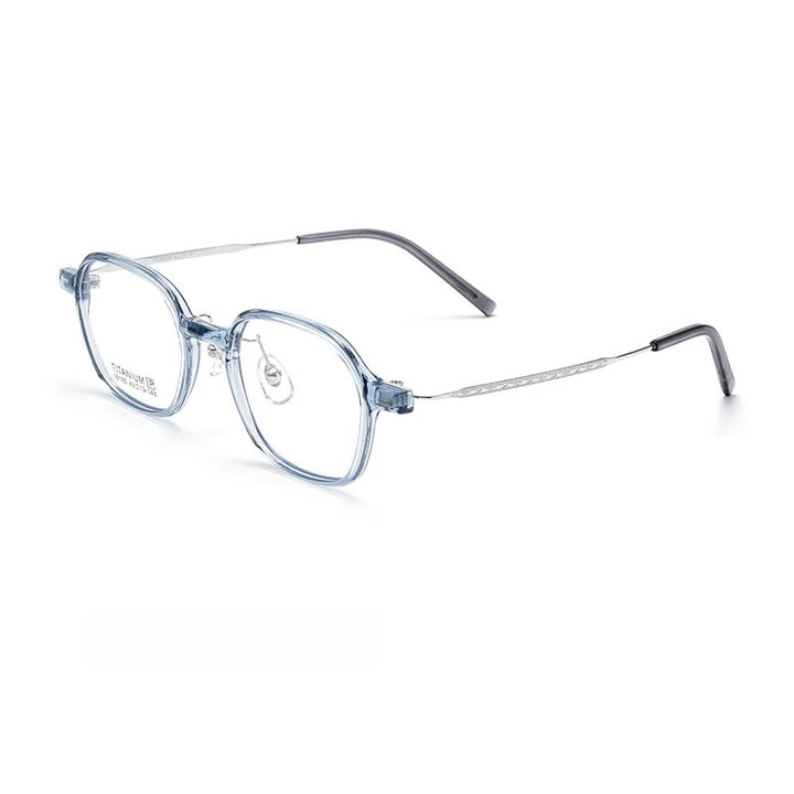 Yimaruili Unisex Full Rim Polygon Tr 90 Titanium Eyeglasses  Y16105 Full Rim Yimaruili Eyeglasses Transparent Blue