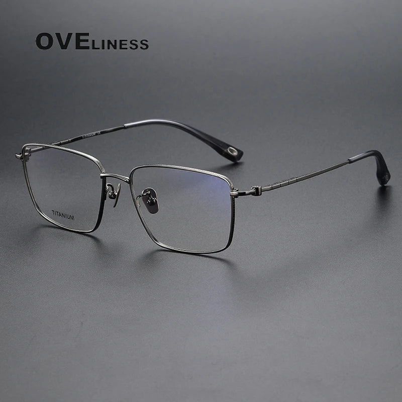 Oveliness Men's Full Rim Square Titanium Eyeglasses 80910 Full Rim Oveliness gun