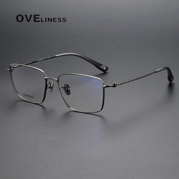 Oveliness Men's Full Rim Square Titanium Eyeglasses 80910 Full Rim Oveliness gun