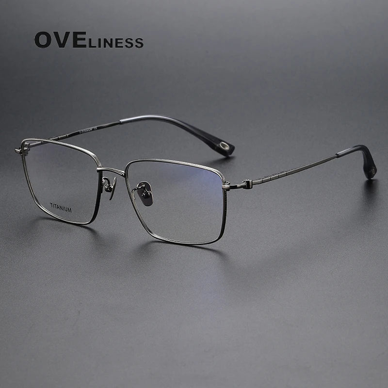 Oveliness Men's Full Rim Square Titanium Eyeglasses 80910 Full Rim Oveliness gun  
