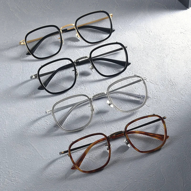 Black Mask Unisex Full Rim Square Titanium Acetate Eyeglasses 6015 Full Rim Black Mask