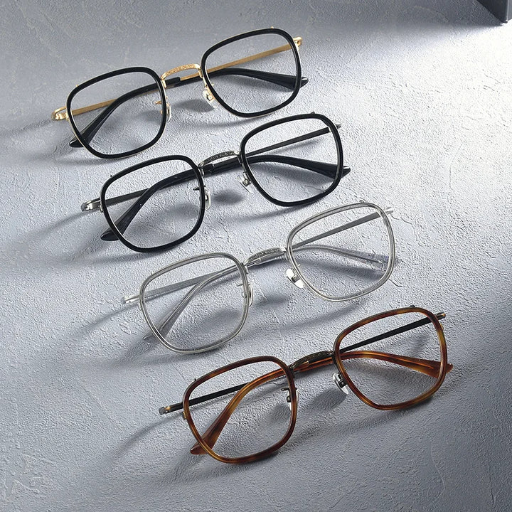 Black Mask Unisex Full Rim Square Titanium Acetate Eyeglasses 6015 Full Rim Black Mask