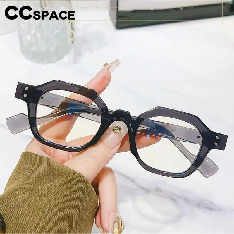 CCSpace Unisex Full Rim Flat Top Polygon Plastic Reading Glasses R57193 Reading Glasses CCspace   