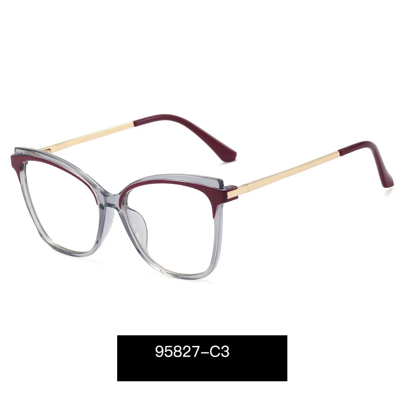 Handoer Women's Full Rim Square Cat Eye Try 90 Alloy Eyeglasses 95827