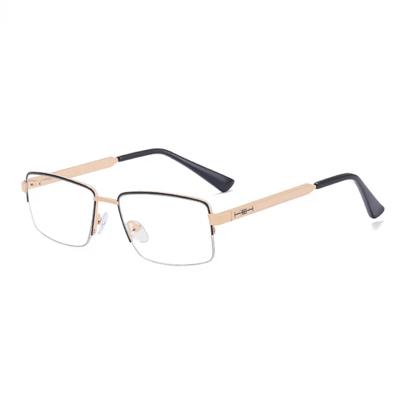 Ralferty Men's Semi Rim Square Alloy Eyeglasses L913 Semi Rim Ralferty C5 Black Gold CHINA