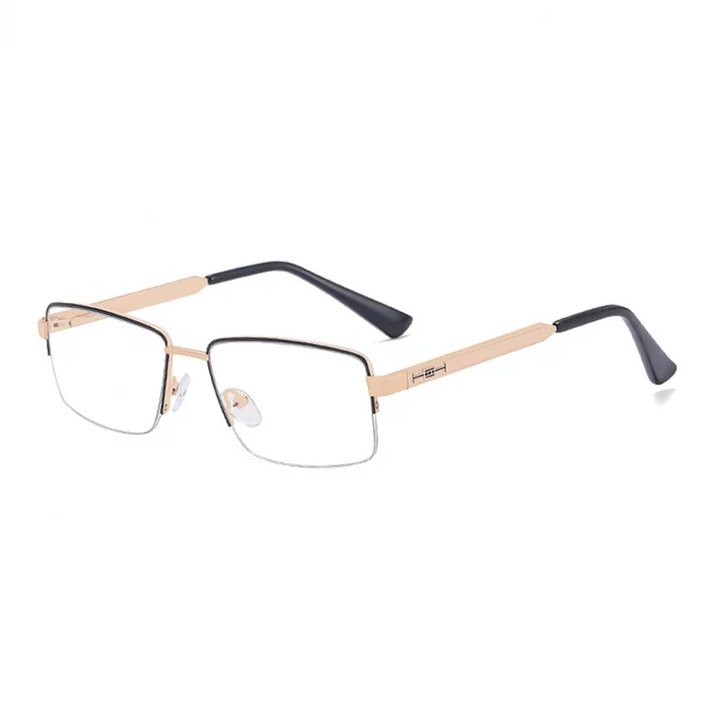 Ralferty Men's Semi Rim Square Alloy Eyeglasses L913 Semi Rim Ralferty C5 Black Gold CHINA
