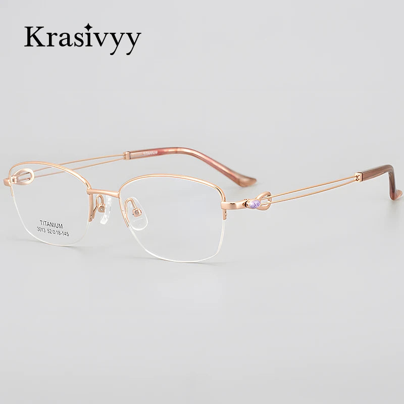 Krasivyy Unisex Semi Rim Oval Square Titanium Eyeglasses 43013