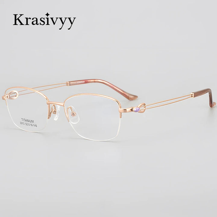 Krasivyy Unisex Semi Rim Oval Square Titanium Eyeglasses 43013