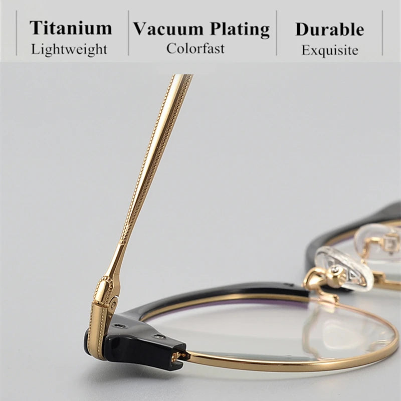 Black Mask Unisex Full Rim Round Titanium Acetate Eyeglasses 445120 Full Rim Black Mask