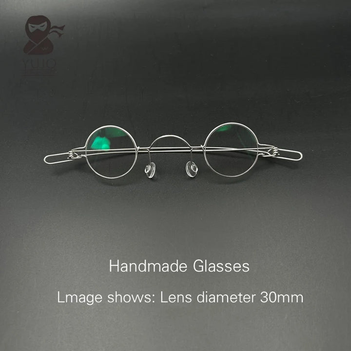 Yujo Unisex Full Rim Small Round Screwless Steel Eyeglasses Full Rim Yujo