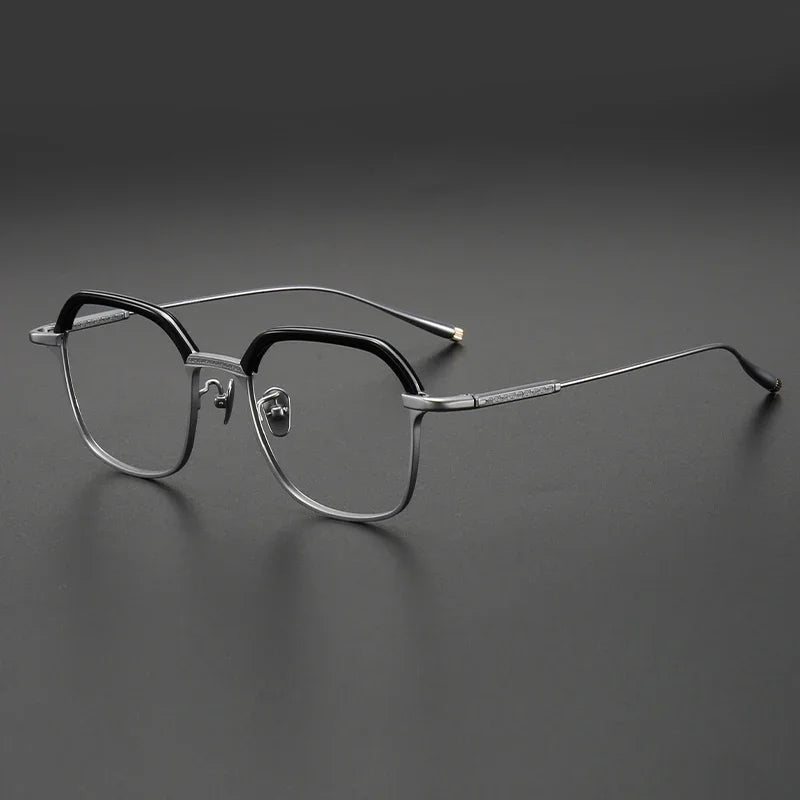 Aror Unisex Full Rim Polygon Square Acetate Titanium Eyeglasses 51143