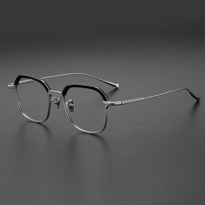 Aror Unisex Full Rim Polygon Square Acetate Titanium Eyeglasses 51143