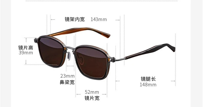 Black Mask Unisex Full Rim Square Titanium Acetate Sunglasses 19546