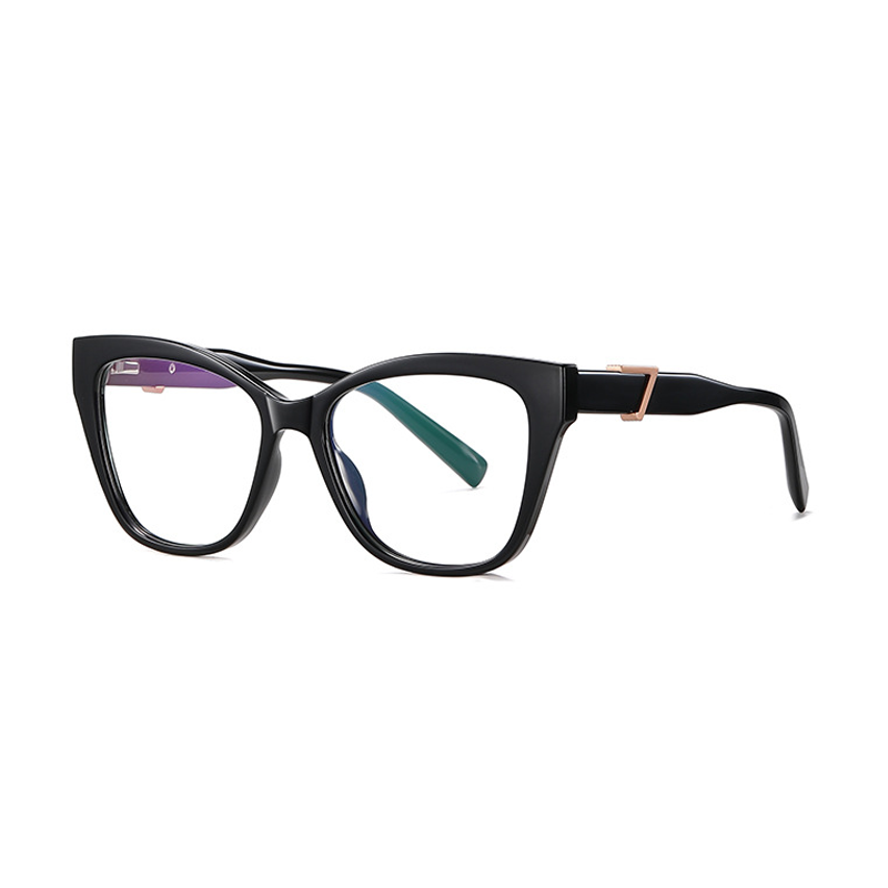 Ralferty Women's Full Rim Square Cat Eye Acetate Eyeglasses D909 Full Rim Ralferty C01 Shiny Black China 