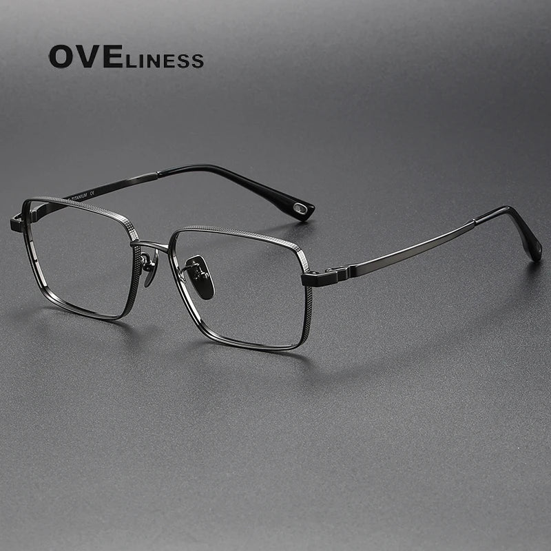 Oveliness Men's Full Rim Square Titanium Eyeglasses 80927 Full Rim Oveliness gun  