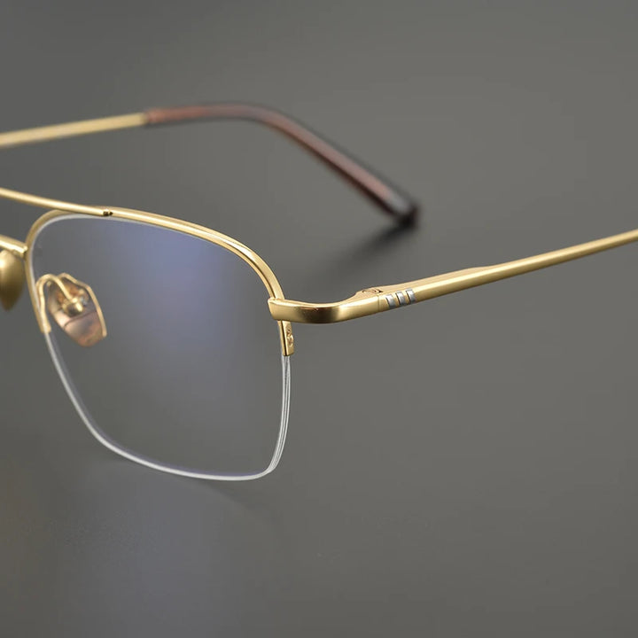 Aimee Unisex Semi Rim Square Double Bridge Titanium Eyeglasses 7001 Semi Rim Aimee