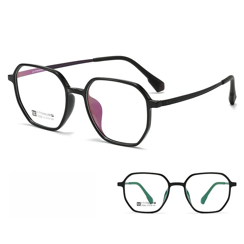 Yimaruili Women's Full Rim Polygon Tr 90 Titanium Eyeglasses 55062