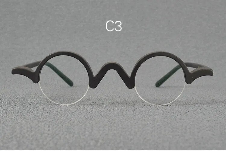 Yujo Unisex Semi Rim Small Round Acetate Eyeglasses 35mm Semi Rim Yujo C3 China