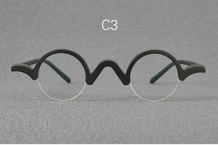 Yujo Unisex Semi Rim Small Round Acetate Eyeglasses 35mm Semi Rim Yujo C3 China 
