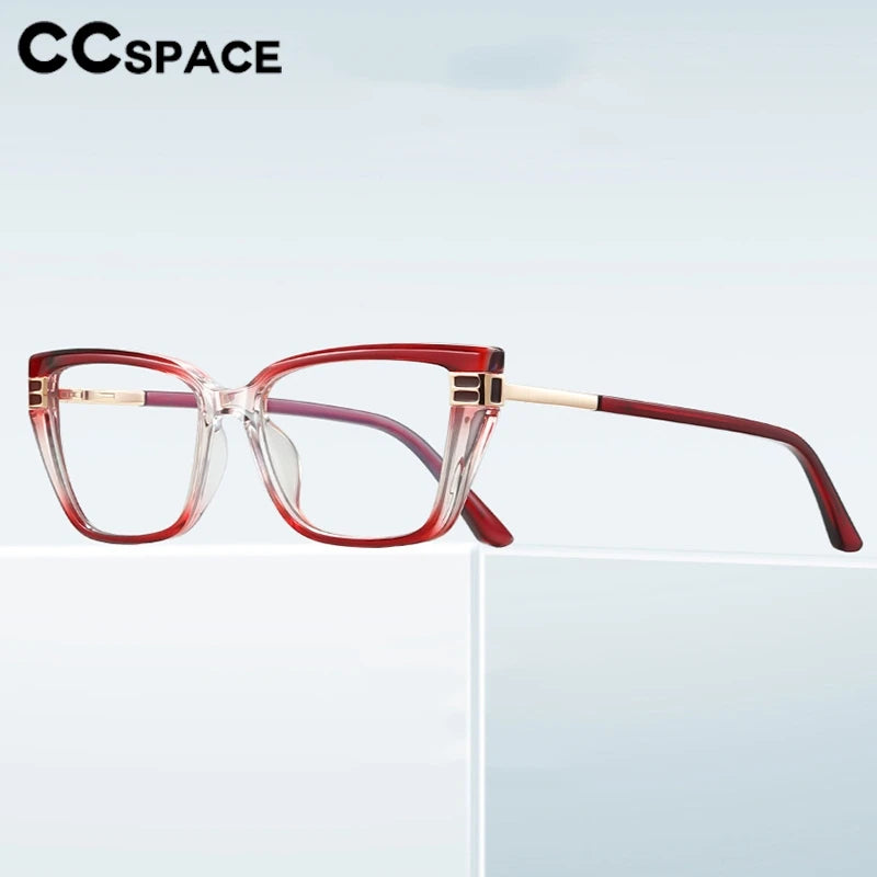 CCspace Women's Full Rim Square Tr 90 Titanium Reading Glasses 311117