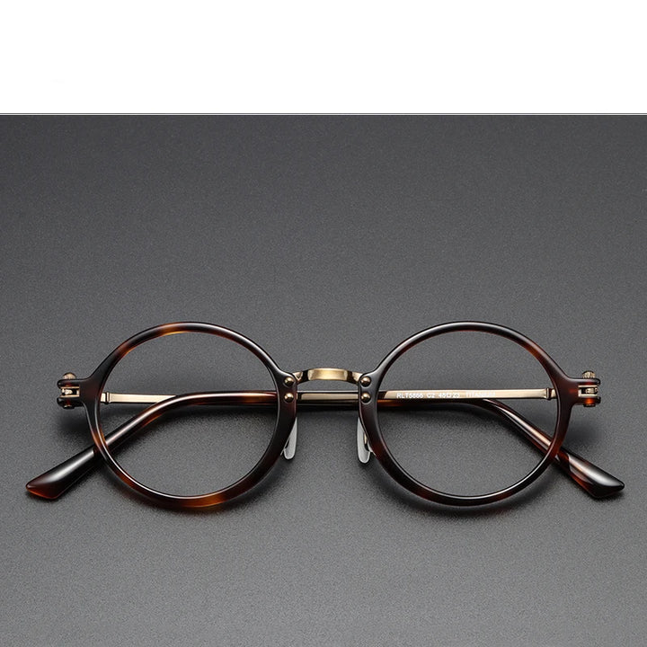 Black Mask Unisex Full Rim Round Titanium Acetate Eyeglasses Rt5866 Full Rim Black Mask Tortoise