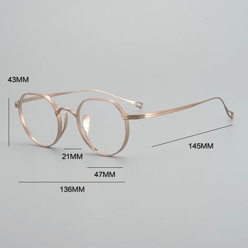 Gatenac Unisex Full Rim Small Flat Top Round Titanium Eyeglasses Gxyj1449 Full Rim Gatenac