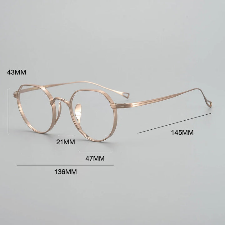 Gatenac Unisex Full Rim Small Flat Top Round Titanium Eyeglasses Gxyj1449 Full Rim Gatenac