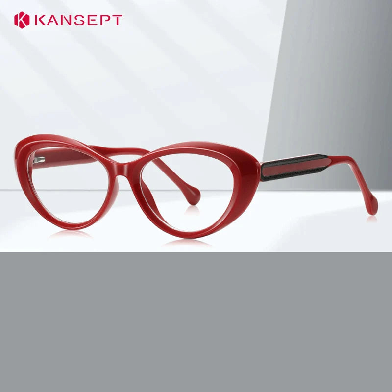 Kansept Unisex Full Rim Oval Cat Eye Tr 90 Alloy Reading Glasses 64100