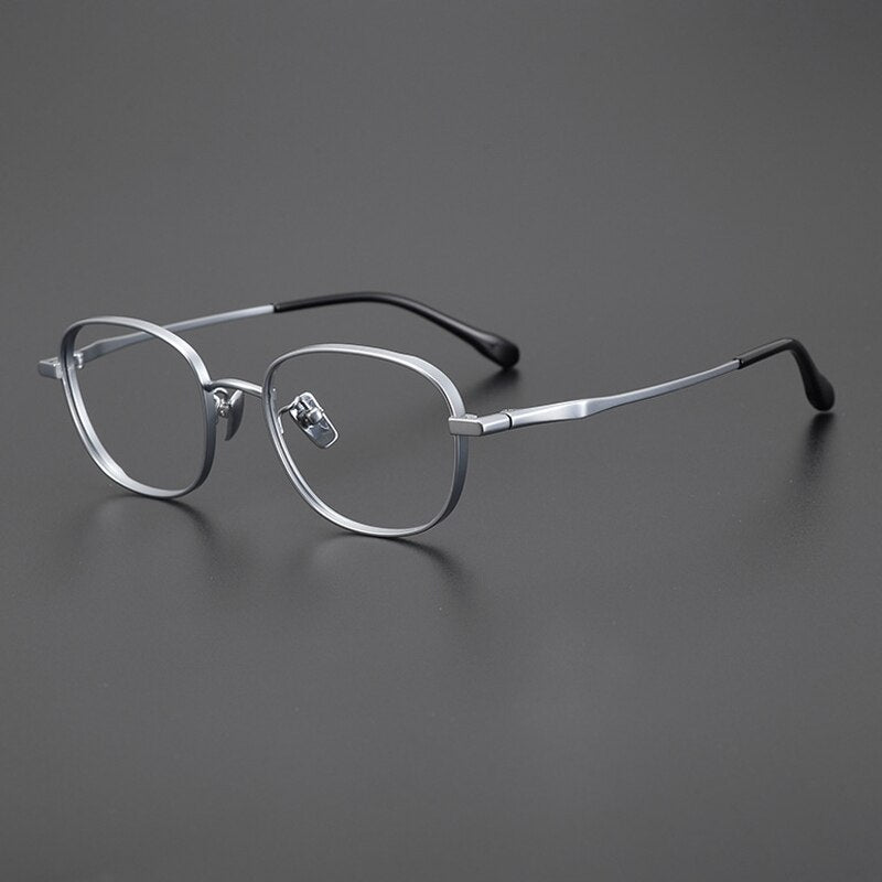 Gatenac Unisex Full Rim Small Square Titanium Eyeglasses Gxyj1025 Full Rim Gatenac Silver