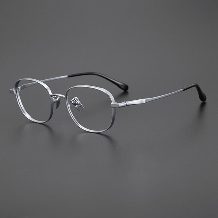 Gatenac Unisex Full Rim Small Square Titanium Eyeglasses Gxyj1025 Full Rim Gatenac Silver