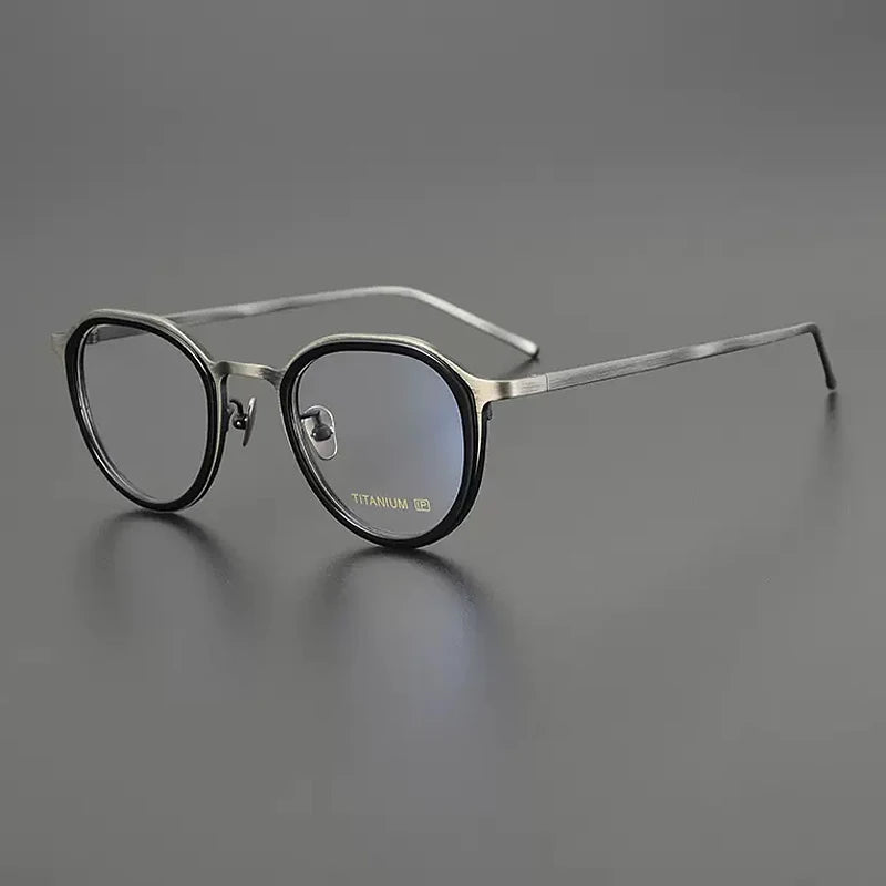 Gatenac Unisex Full Rim Square Acetate Titanium Eyeglasses Gxyj1202 Full Rim Gatenac Gun