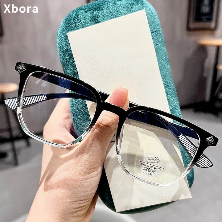 Xbora Unisex Full Rim Square Brow Line Tr 90 Eyeglasses 16171