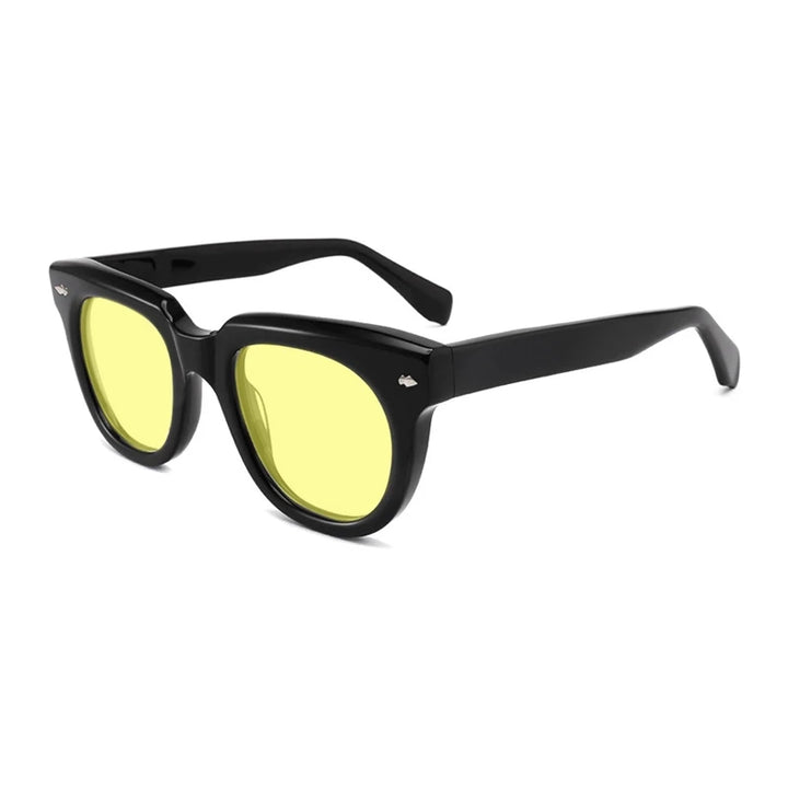 Gatenac Unisex Full Rim Square Acetate Polarized Sunglasses Mo17 Sunglasses Gatenac Black Yellow