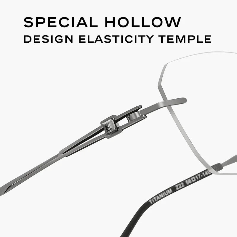 Hdcrafter Unisex Rimless Polygon Square Titanium Eyeglasses 26221 Rimless Hdcrafter Eyeglasses