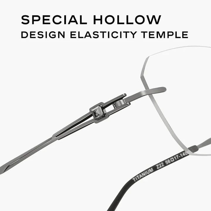 Hdcrafter Unisex Rimless Polygon Square Titanium Eyeglasses 26221 Rimless Hdcrafter Eyeglasses