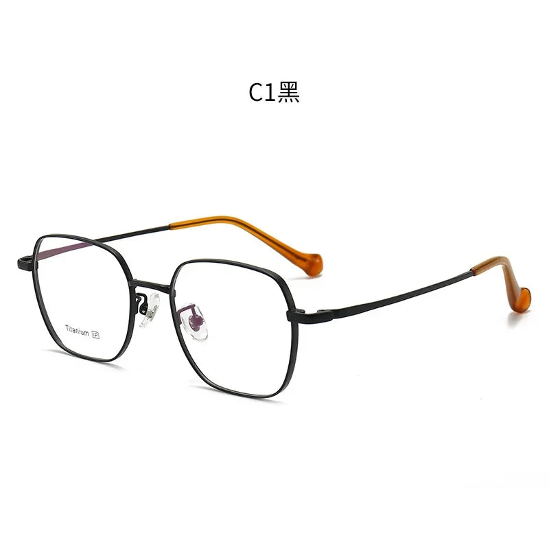 Aror Women's Full Rim Square Polygon Titanium Eyeglasses 495026 Full Rim Aror black