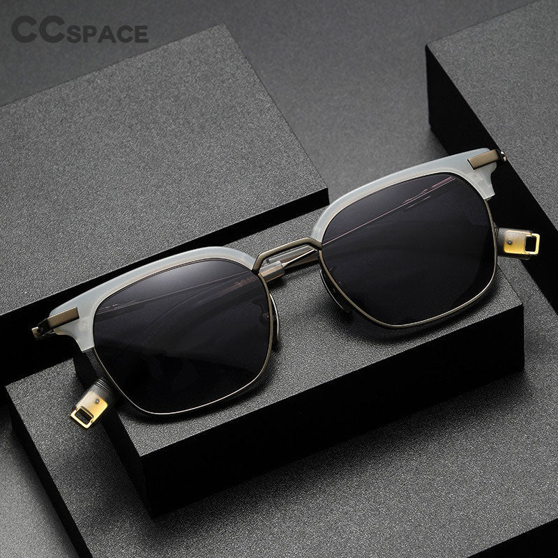 CCspace Men's Full Rim Square Titanium Acetate Polarized Sunglasses 56249 Sunglasses CCspace Sunglasses