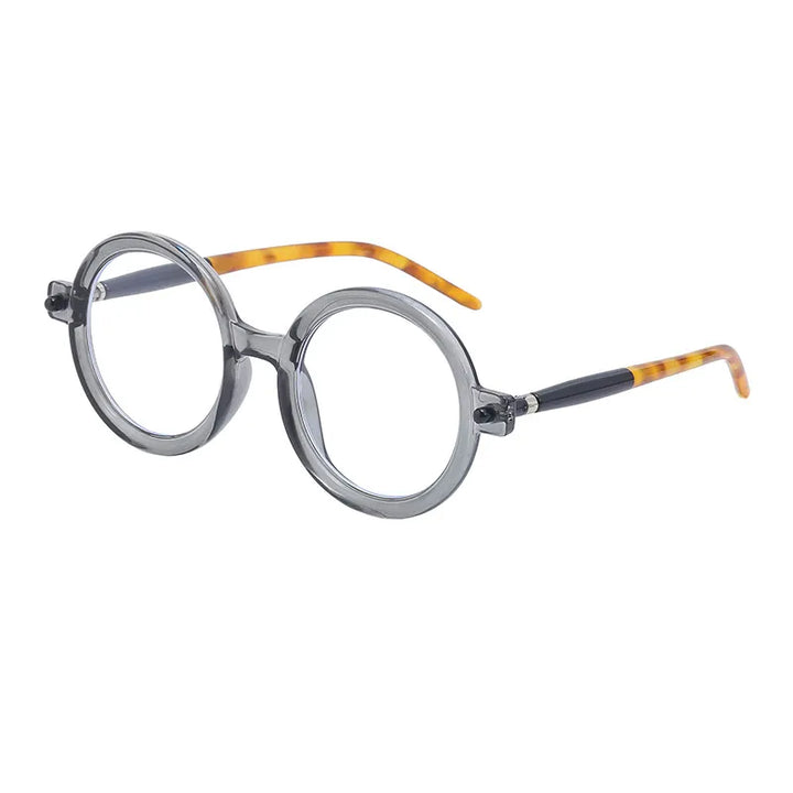 Kocolior Unisex Full Rim Round Acetate Hyperopic Reading Glasses 86602 Reading Glasses Kocolior Gray 0