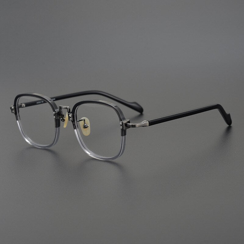 CCspace Unisex Full Rim Round/Square Acetate Titanium Eyeglasses 53312 Full Rim CCspace Gray-Square China